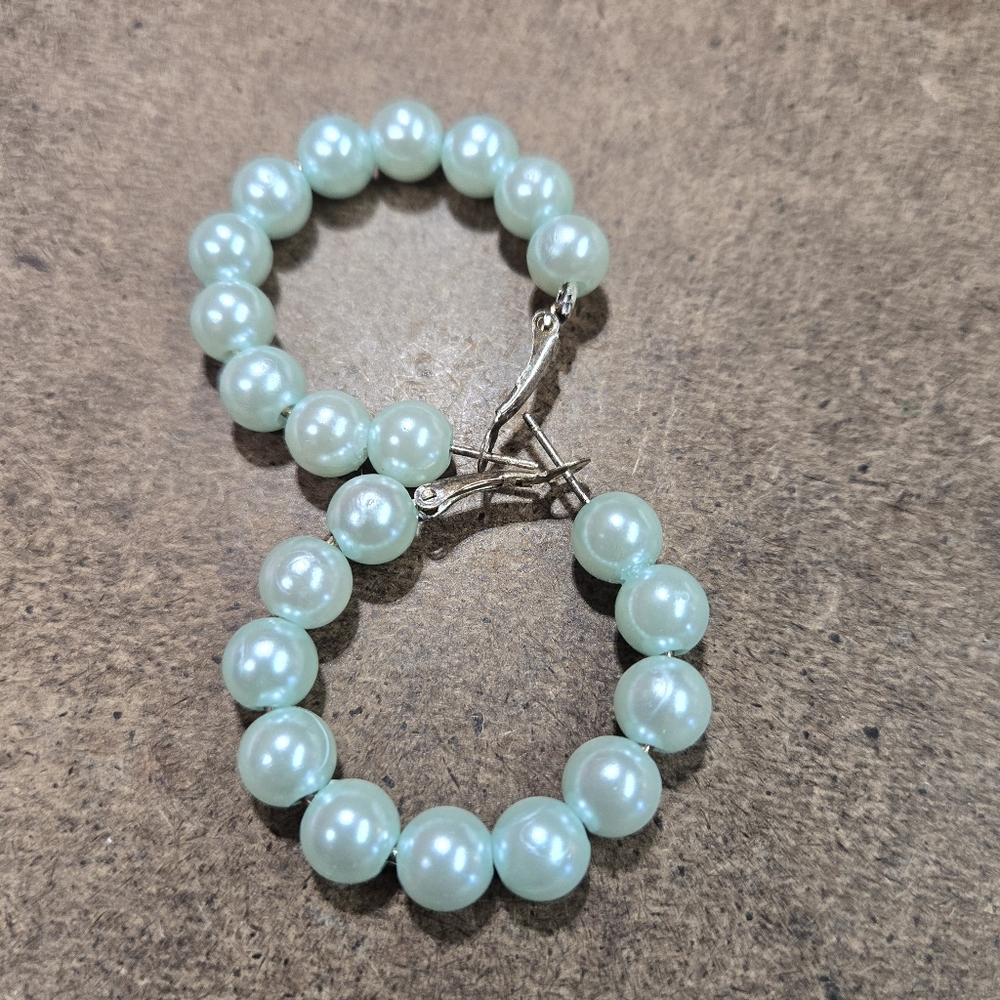 Pearl beaded hoop earrings